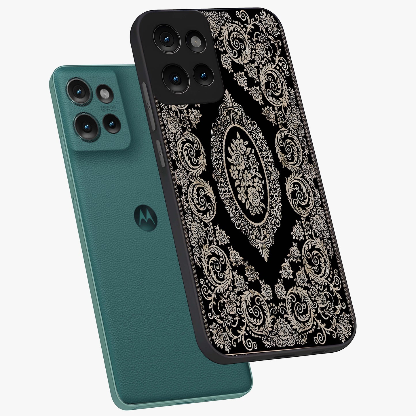 Noir Bloom Elegance Glass Case displayed in angled mockup highlighting refined flower design with stylish noir aesthetic.