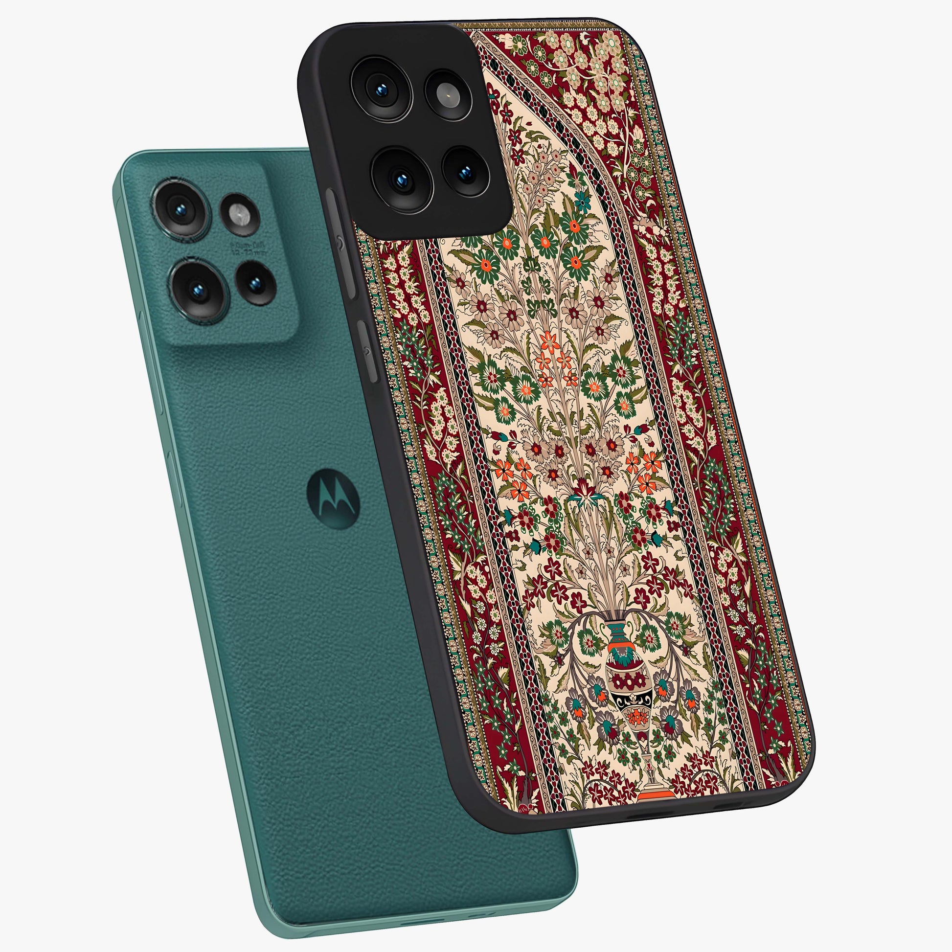 Persian Inspired Glass Case displayed in angled mockup highlighting intricate traditional design with elegant cultural aesthetic.