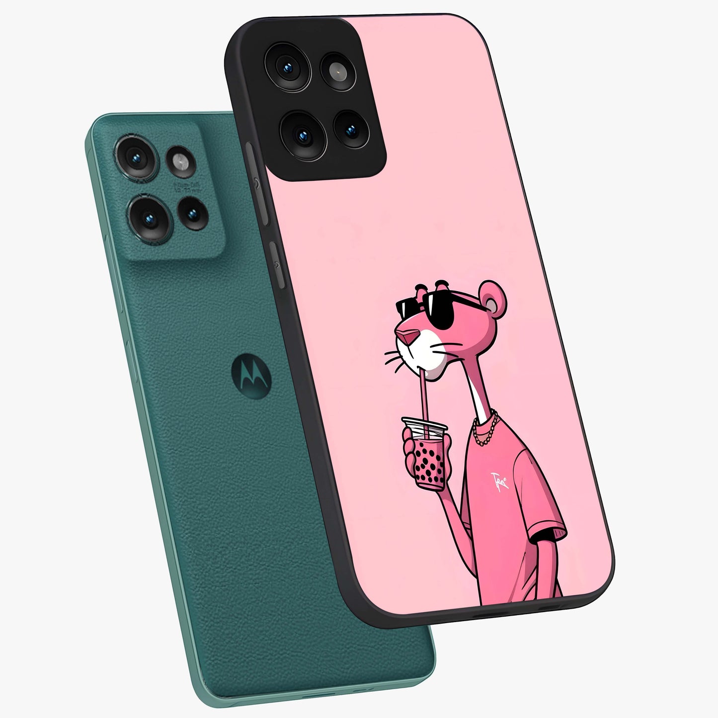 Pink Panther Glass Case displayed in angled mockup highlighting playful cartoon character design with vibrant pink aesthetic.