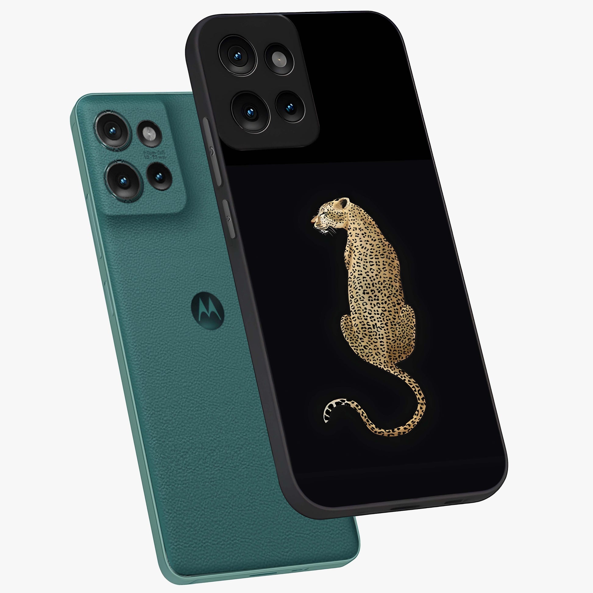 Regal Leopard Glass Case displayed in angled mockup highlighting powerful animal illustration with stylish wild aesthetic.