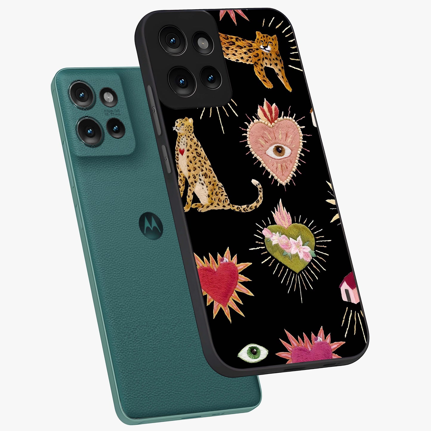 Sacred Jungle Heart Glass Case displayed in angled mockup highlighting lush tropical design with natural aesthetic style.