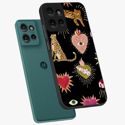 Sacred Jungle Heart Glass Case displayed in angled mockup highlighting lush tropical design with natural aesthetic style.