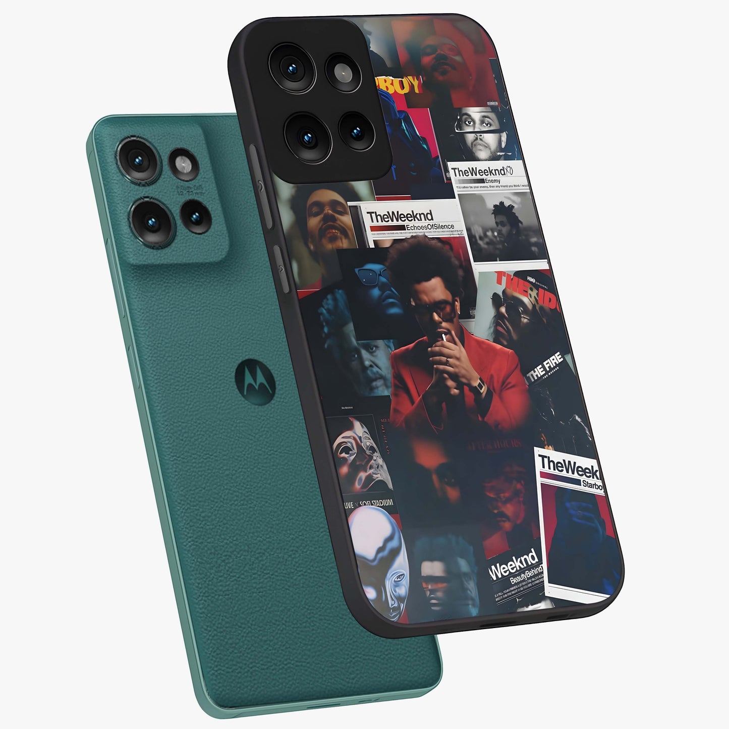 The Weeknd Glass Case displayed in angled mockup highlighting stylish pop culture inspired design with modern aesthetic.