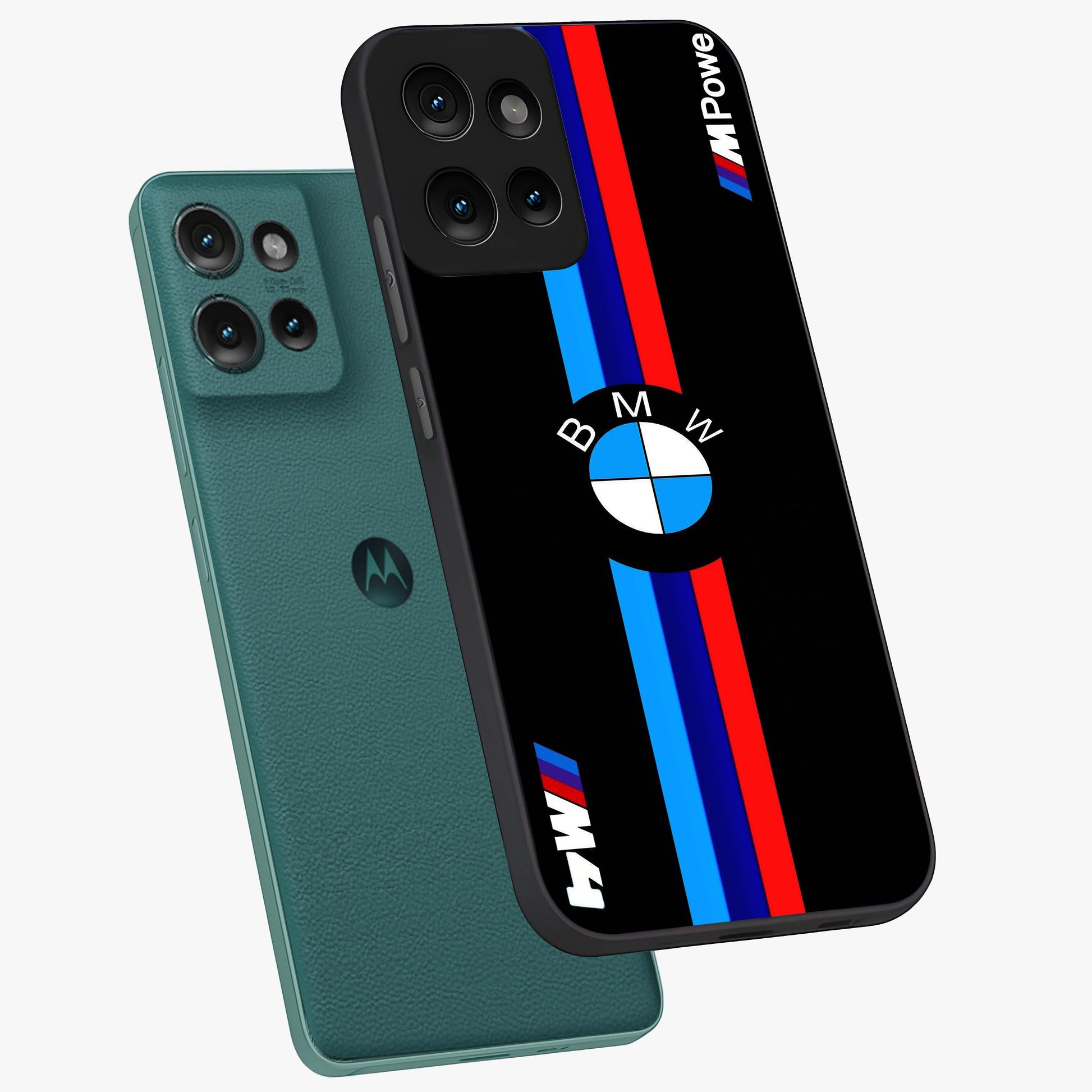 Turbo BMW Beast Glass Case displayed in angled mockup highlighting sleek racing car design with bold automotive aesthetic.
