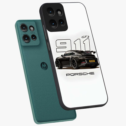 Turbo Legacy Icon Glass Case displayed in angled mockup highlighting dynamic automotive design with performance aesthetic.