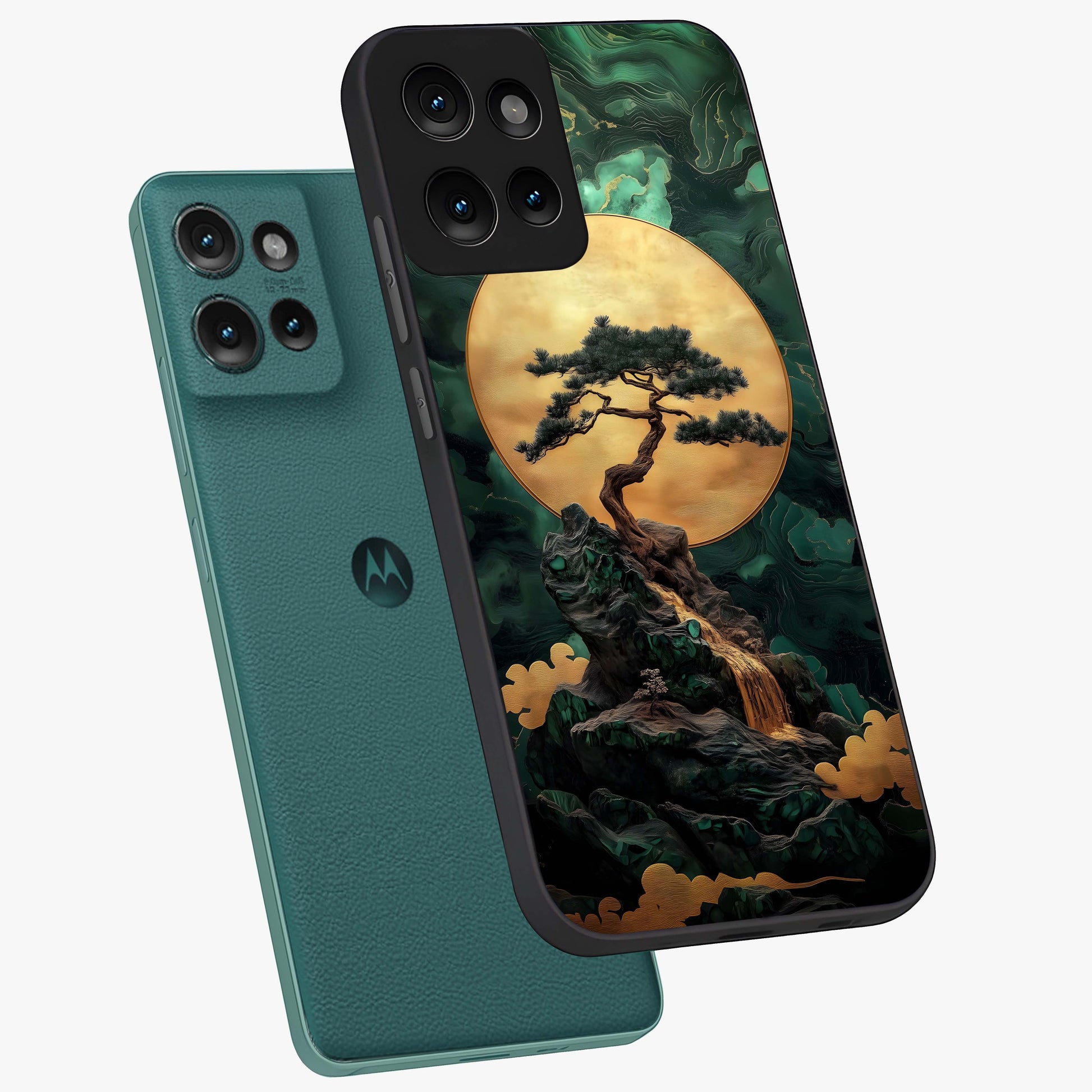 Zen Moon Rise Glass Case displayed in angled mockup highlighting peaceful lunar design with zen aesthetic style.