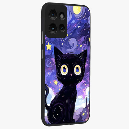 Abstract Cat Art Glass Case upright view showcasing creative feline illustration and aesthetic artistic style.