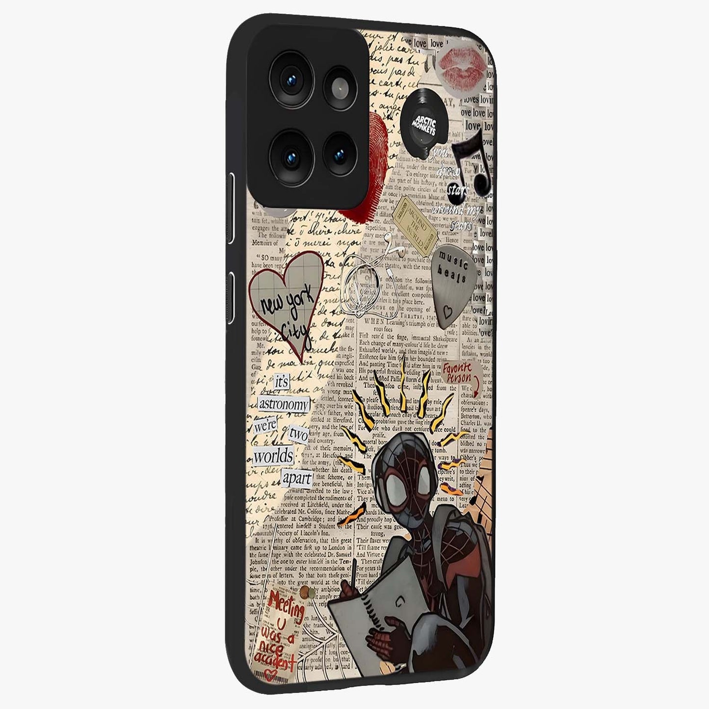 City Dream Sketch Glass Case upright view showcasing urban skyline artwork with stylish hand drawn design.