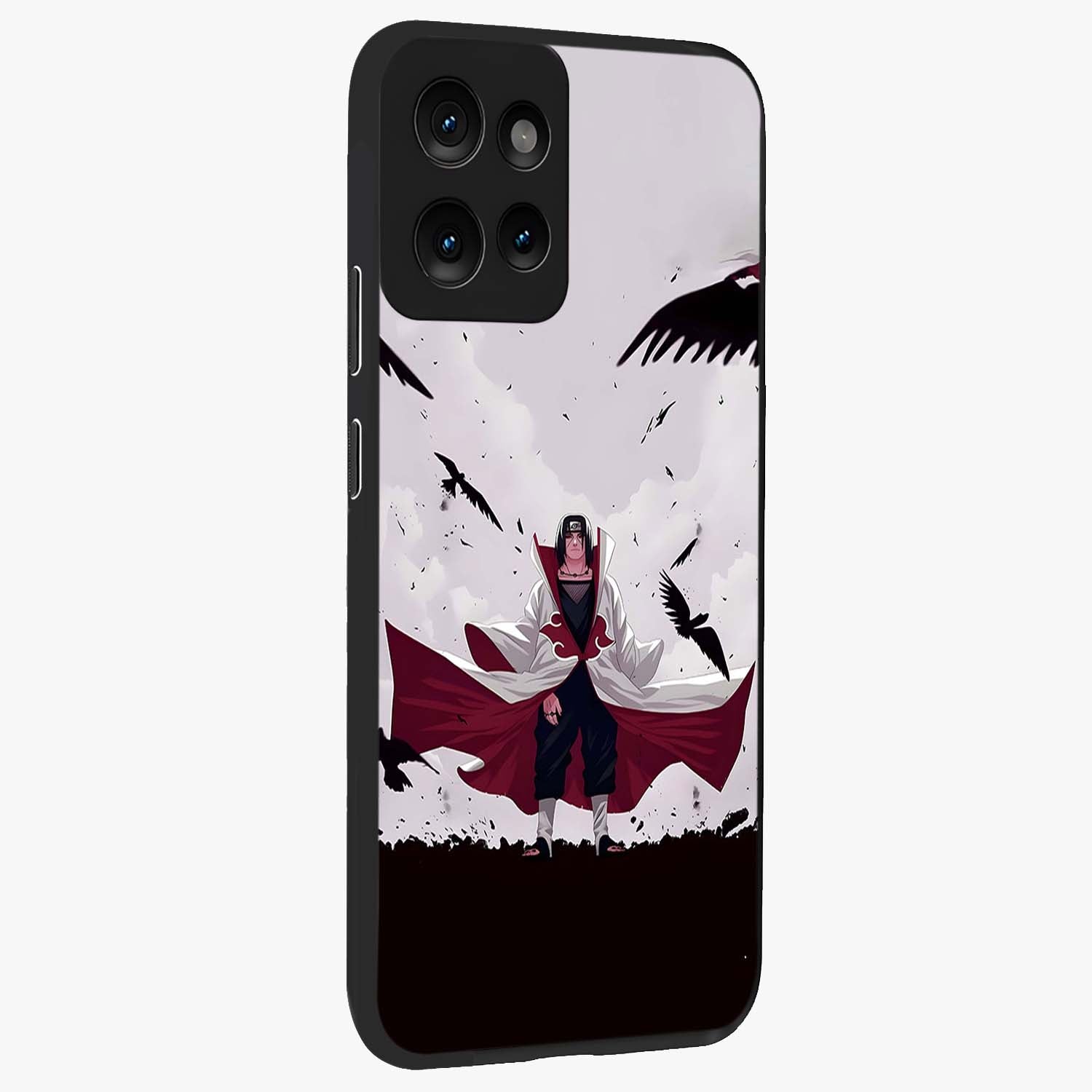 Crimson Crow Ascension Glass Case upright view showcasing dramatic crow artwork with bold gothic theme.