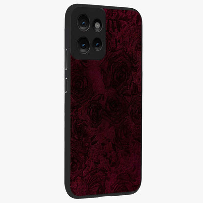 Crimson Fade Flow Glass Case upright view showcasing dynamic crimson flow artwork with stylish abstract theme.