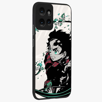 Demon Slayer Glass Case upright view showcasing powerful anime artwork with intense warrior theme.