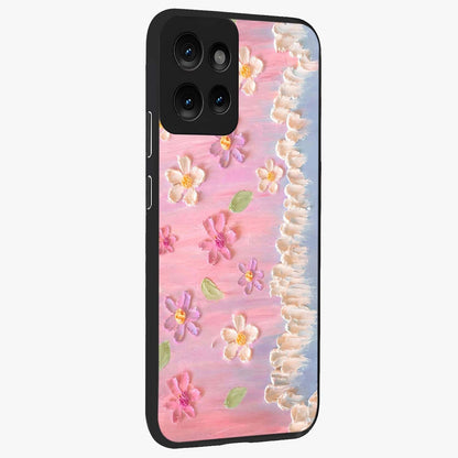 Dreamy Painted Garden Glass Case upright view showcasing vibrant floral garden artwork with artistic nature theme.