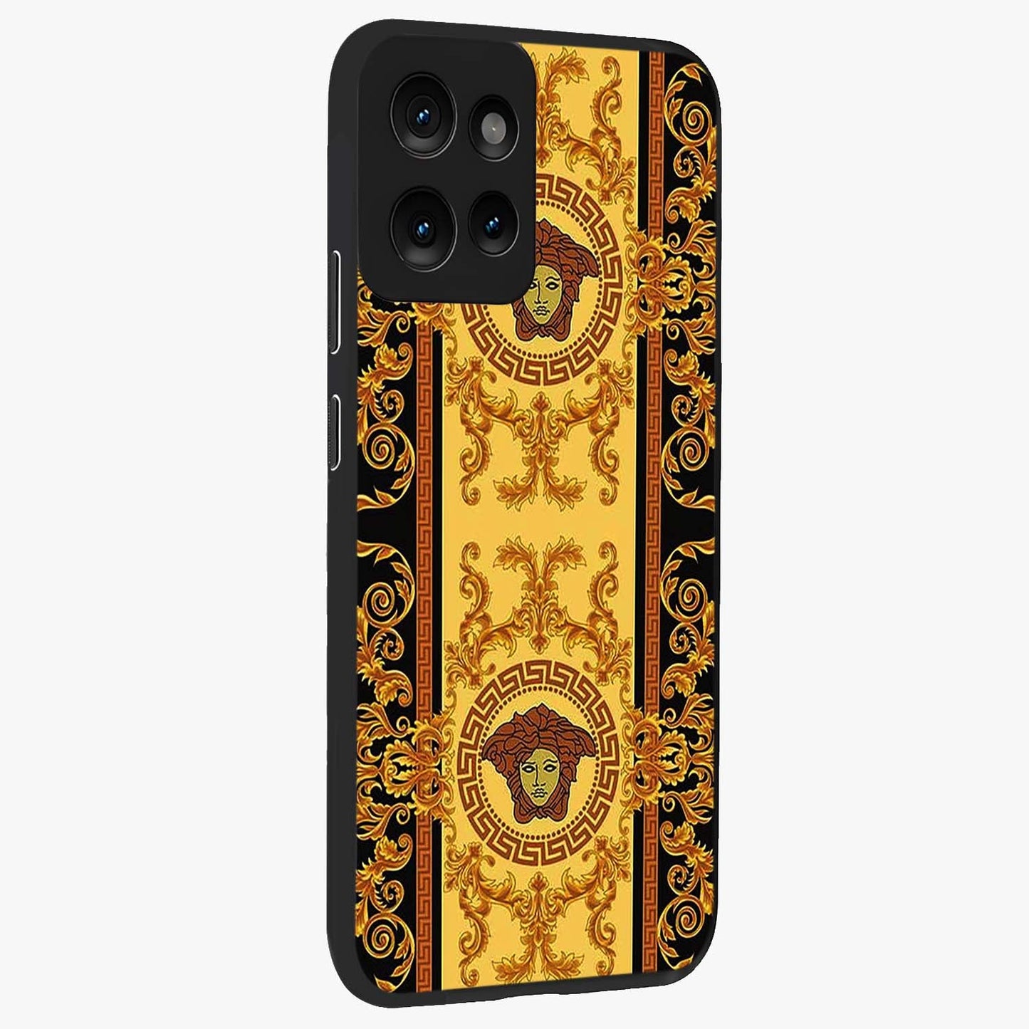 Golden Lotus Glow Glass Case upright view showcasing luminous lotus artwork with peaceful divine theme.