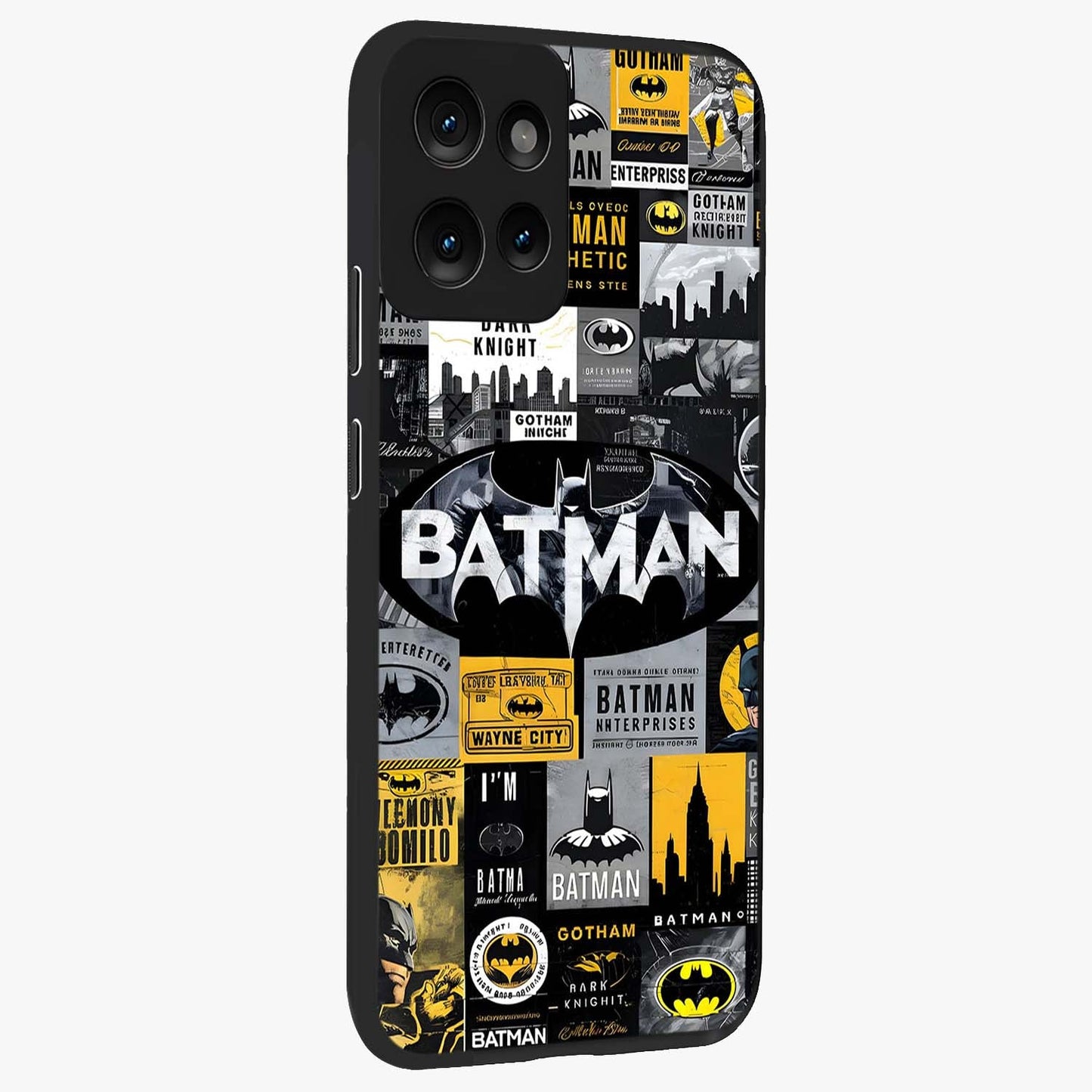 Knight Gotham Rise Glass Case upright view showcasing bold vigilante themed artwork with gothic city vibe.