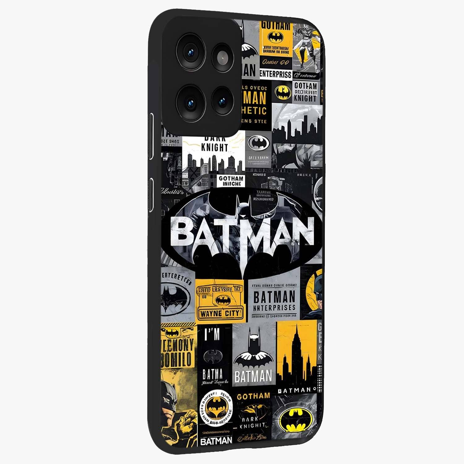 Knight Gotham Rise Glass Case upright view showcasing bold vigilante themed artwork with gothic city vibe.