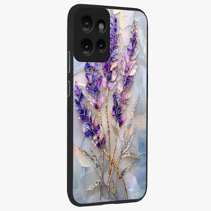 Lavender Dream Glow Glass Case upright view showcasing radiant lavender glow artwork with calming dreamy theme.