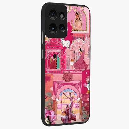 Pink Palace Muse Glass Case upright view showcasing artistic palace artwork with graceful royal theme.