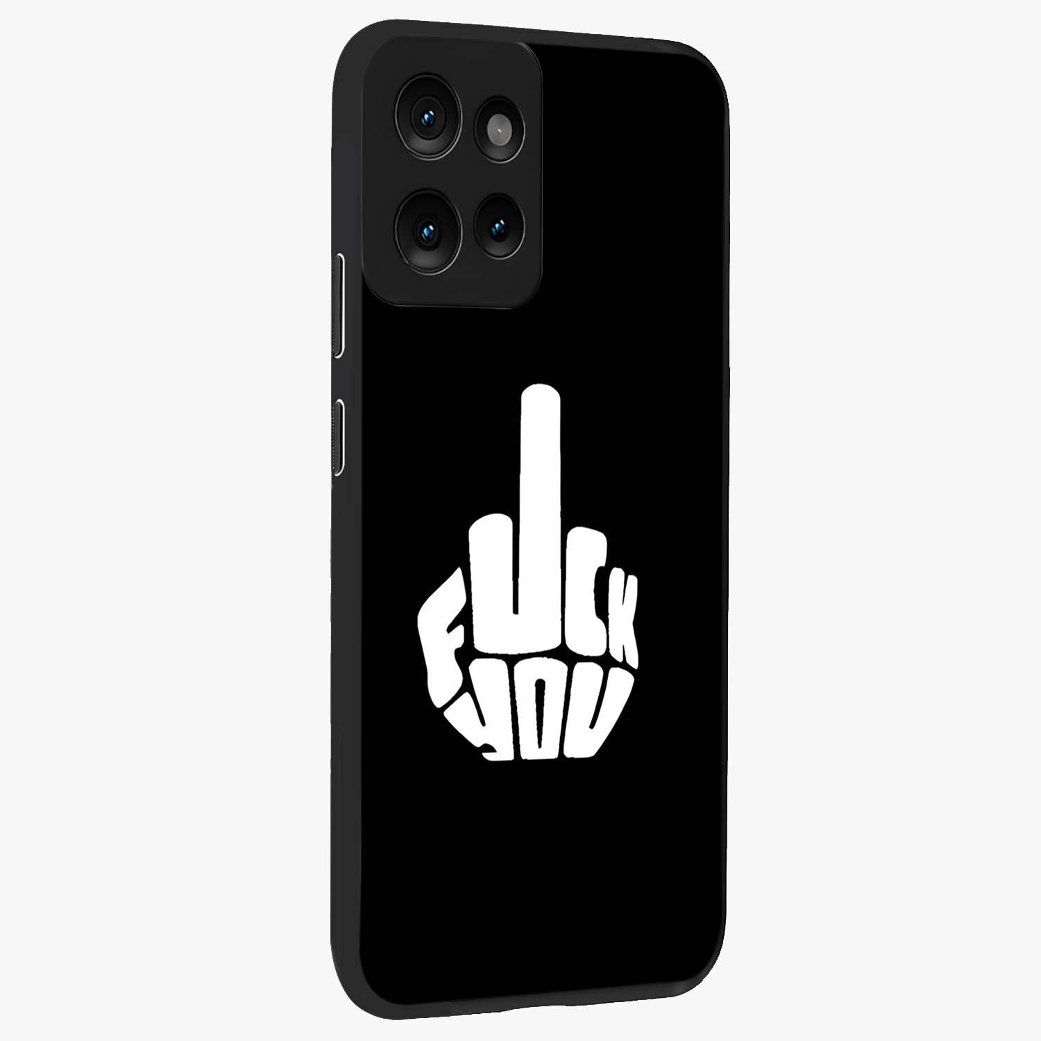Rebel Mode On Glass Case upright view showcasing striking statement artwork with bold rebellious theme.