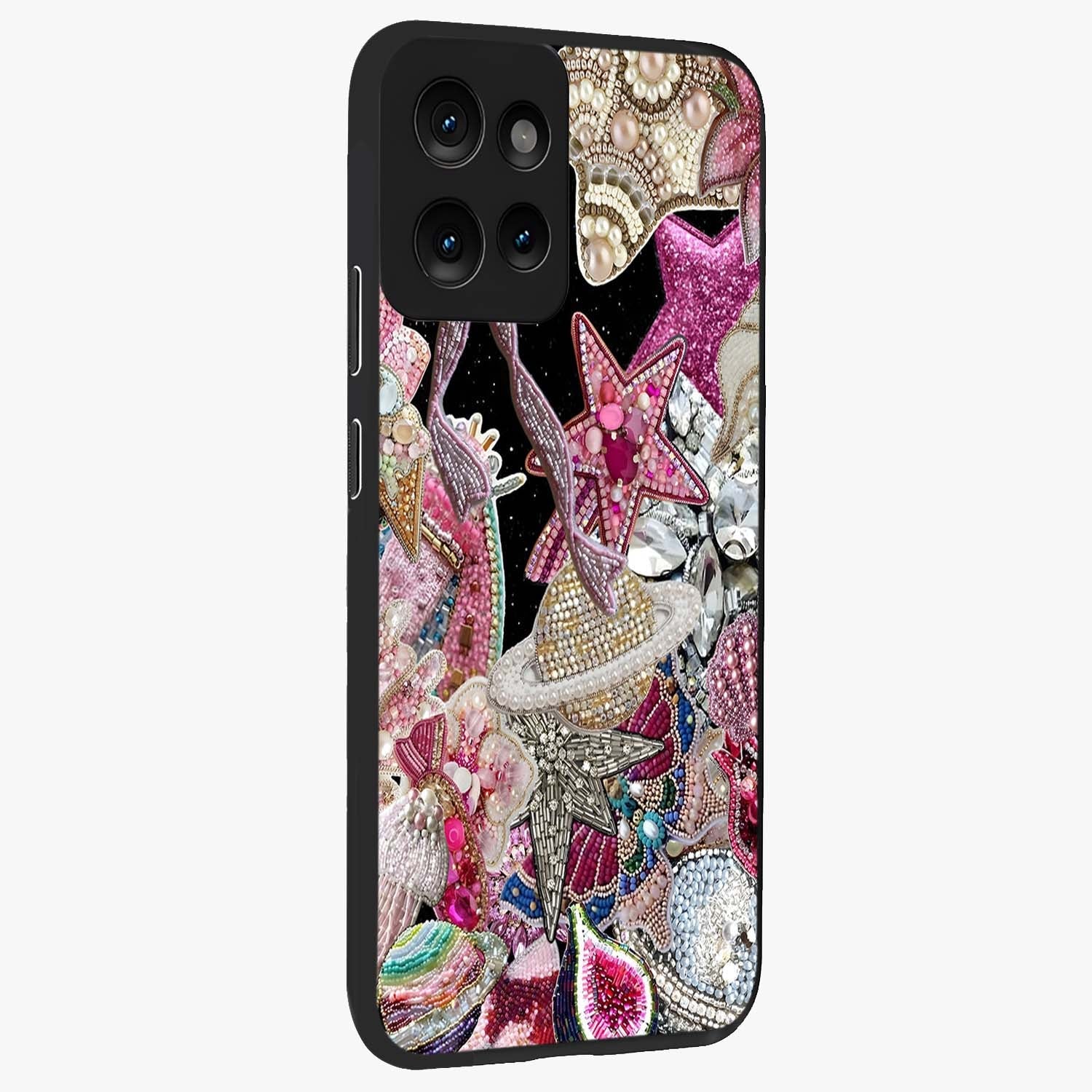 Starlit Jewel Dream Glass Case upright view showcasing radiant star inspired artwork with magical night theme.