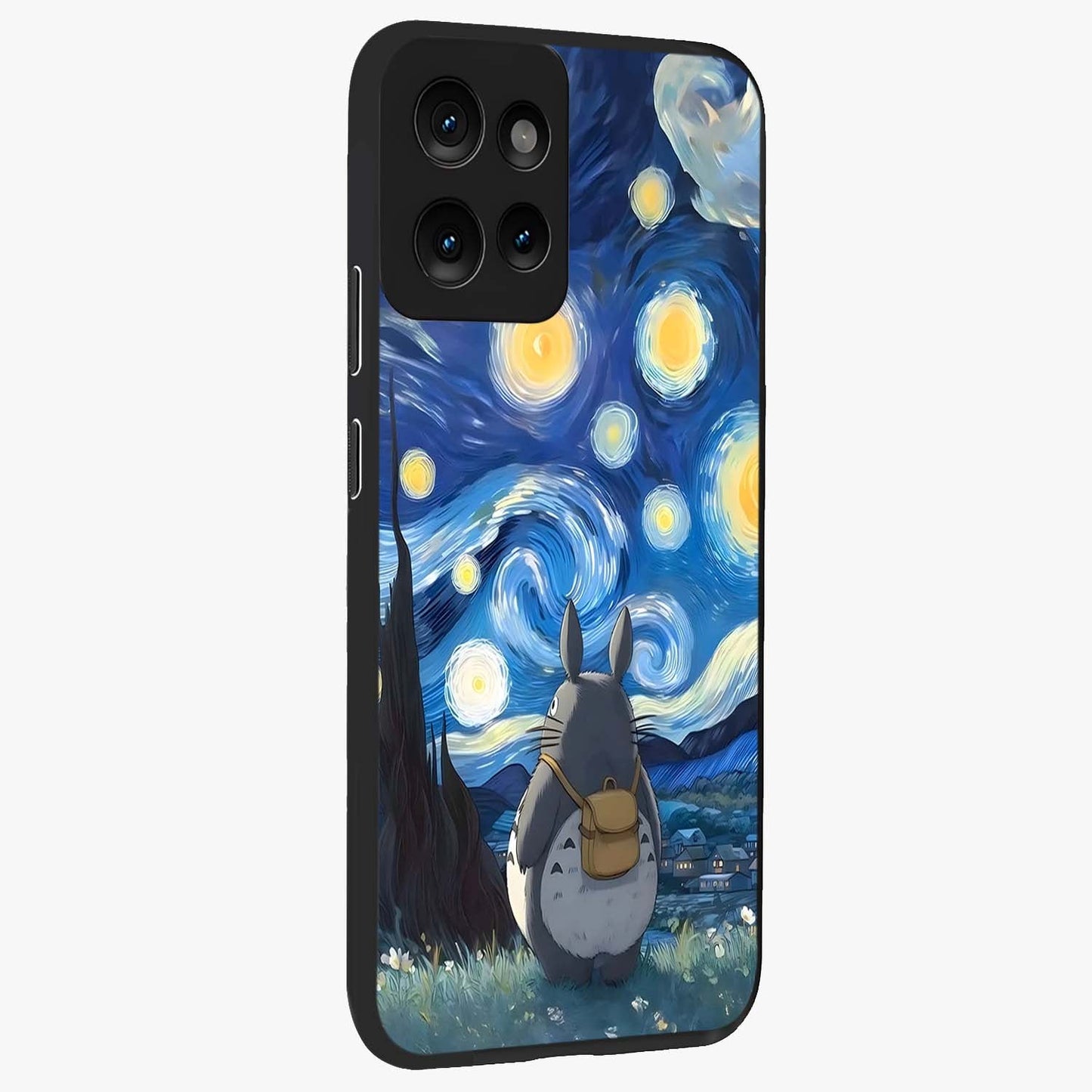 Totoro In Van Gogh Art Glass Case upright view showcasing creative character artwork with painterly artistic theme.