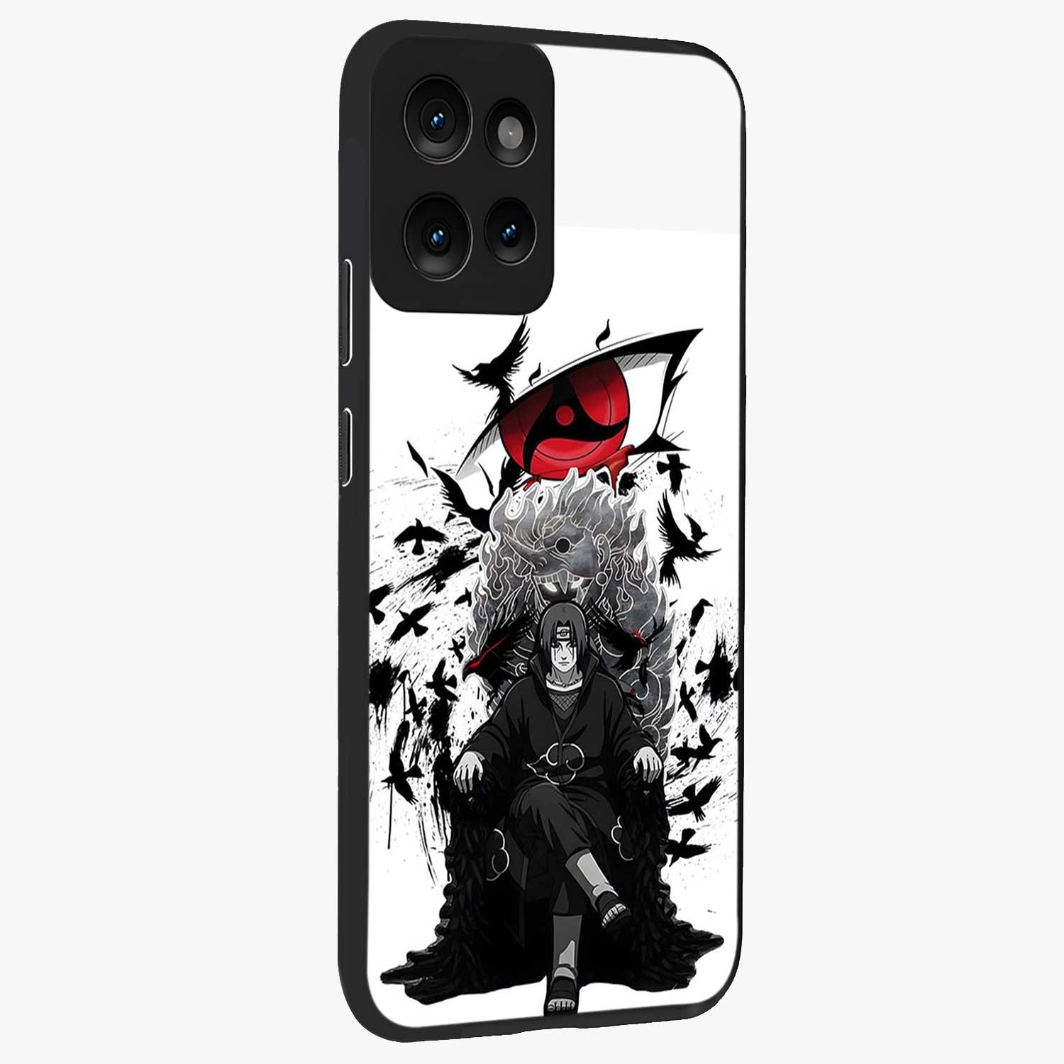 Uchiha Shadow Throne Glass Case upright view showcasing magical underwater galaxy artwork with vibrant cosmic theme.