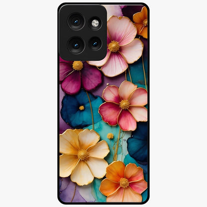 Artlyn Grace Flower Pattern Glass Case showing flat back view with elegant floral pattern artwork and glossy glass finish.