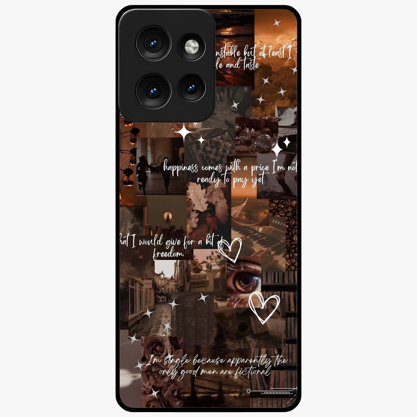 Bittersweet Aesthetic Chaos Glass Case showing flat back view with artistic chaotic aesthetic design and glossy glass finish.