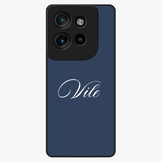 Blue Background Personalized Custom Name Glass Case showing flat back view with minimal blue background and custom name design.