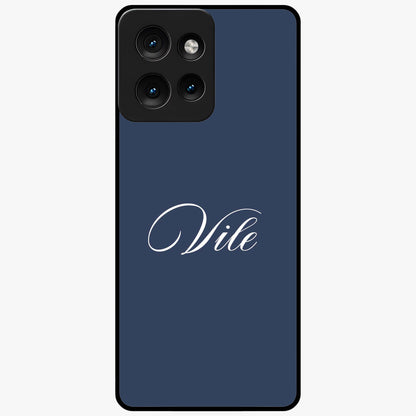 Blue Background Personalized Custom Name Glass Case showing flat back view with minimal blue background and custom name design.