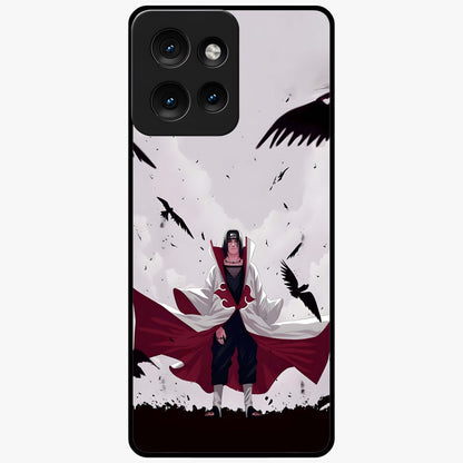 Crimson Crow Ascension Glass Case showing flat back view with mystical crow artwork and glossy glass finish.