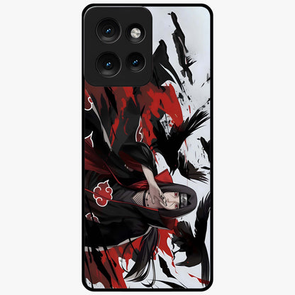 Crimson Crow Illusion Glass Case showing flat back view with artistic crow illusion artwork and glossy glass finish.