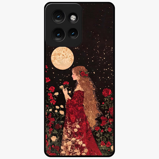 Crimson Dreams Glass Case showing flat back view with dreamy crimson artwork and glossy glass finish.