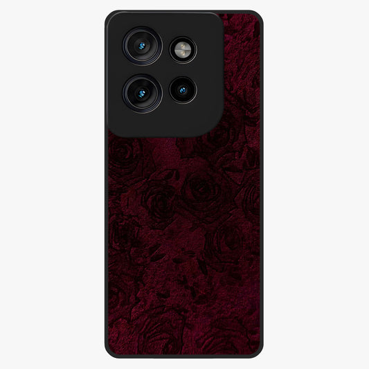 Crimson Fade Flow Glass Case showing flat back view with flowing crimson gradient artwork and glossy glass finish.