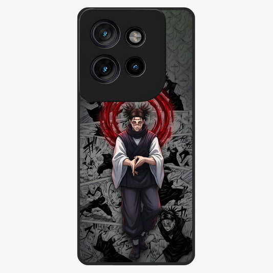 Cursed Ritual Ascension Glass Case showing flat back view with dark ritual themed artwork and glossy glass finish.