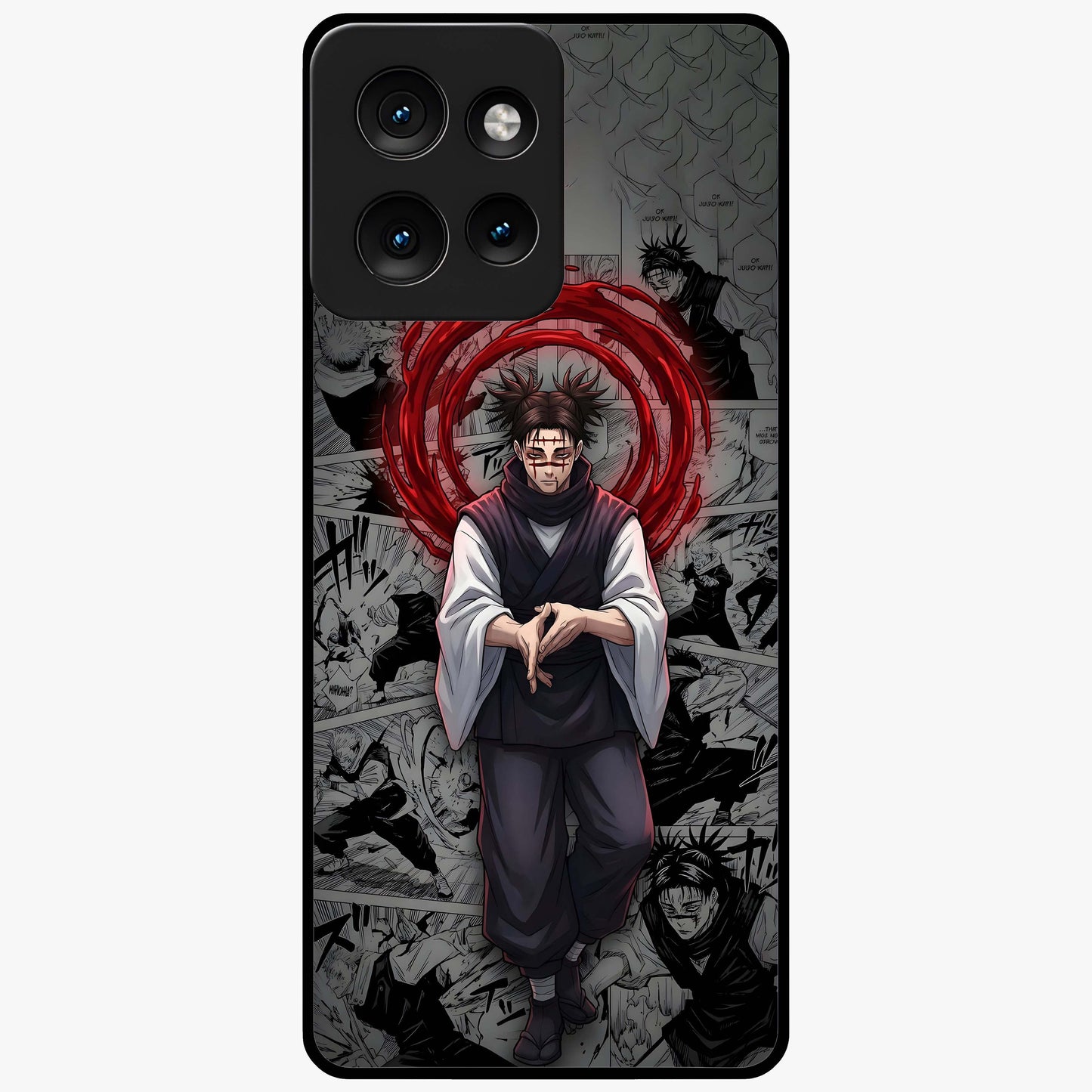 Cursed Ritual Ascension Glass Case showing flat back view with dark ritual themed artwork and glossy glass finish.