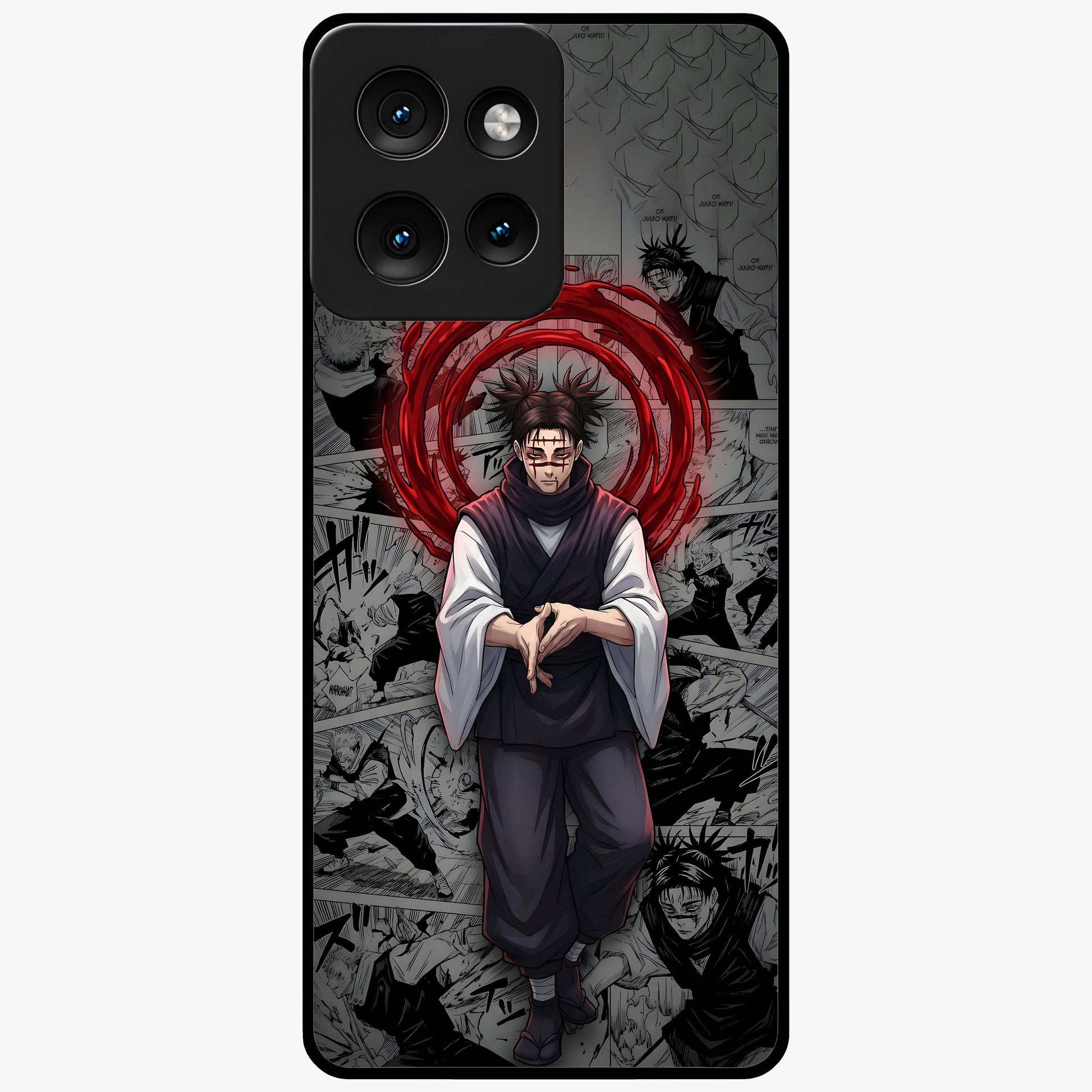 Cursed Ritual Ascension Glass Case showing flat back view with dark ritual themed artwork and glossy glass finish.