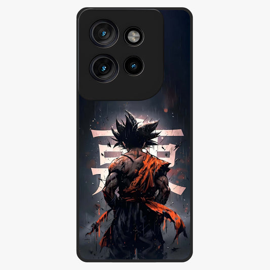 Dark Warrior In Rain Glass Case showing flat back view with warrior artwork in rainy atmosphere and glossy glass finish.