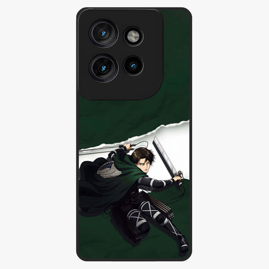 Emerald War Vanguard Glass Case showing flat back view with powerful warrior themed artwork and glossy glass finish.