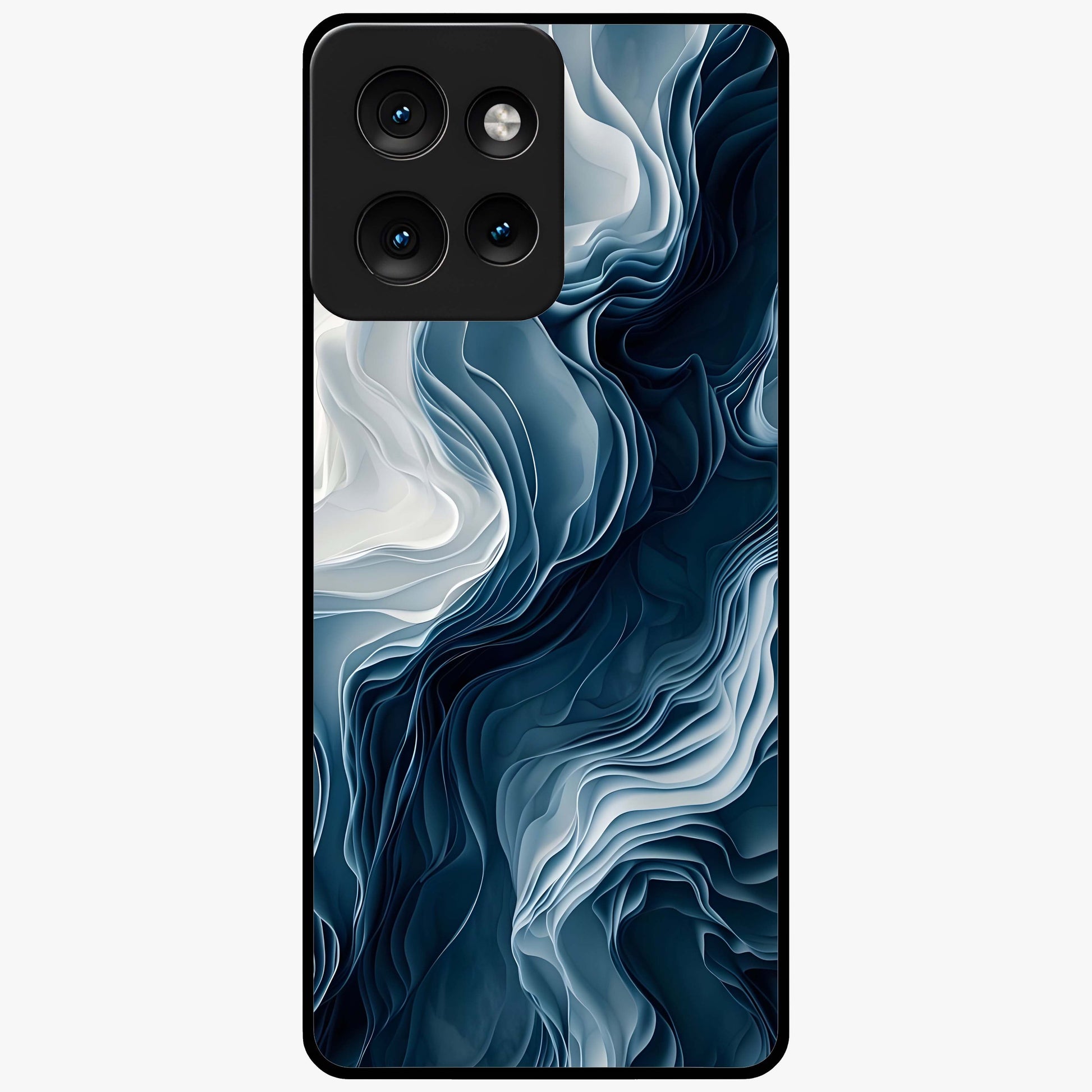 Ethereal Paper Marble Glass Case showing flat back view with soft marble paper texture artwork and glossy glass finish.