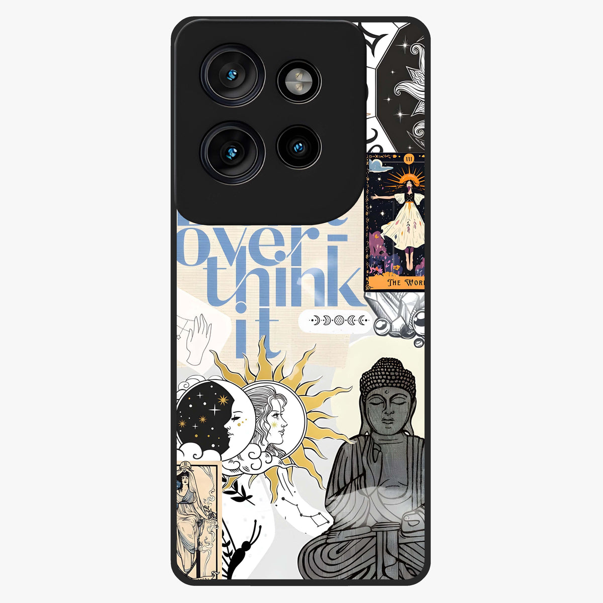 Ethereal Thoughts Glass Case showing flat back view with dreamy artistic artwork and glossy glass finish.