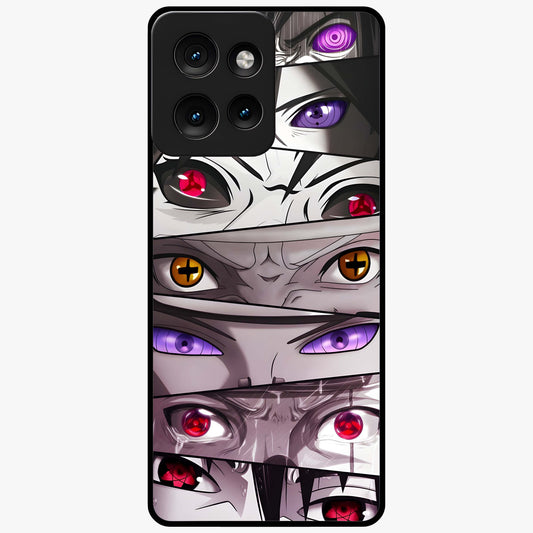 Eyes of Destiny Glass Case showing flat back view with striking eye themed artwork and glossy glass finish.