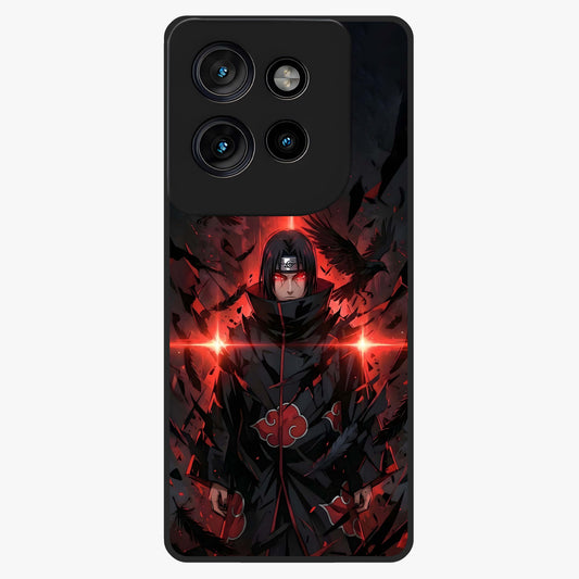 Focused Blade Discipline Glass Case showing flat back view with warrior sword themed artwork and glossy glass finish.