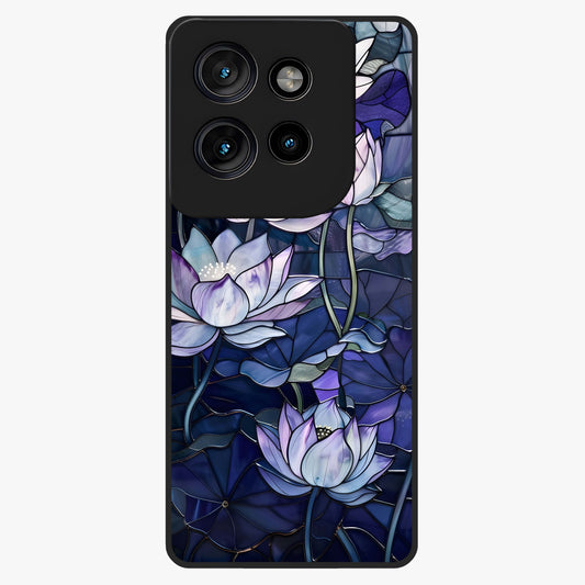 Gloss Petal Rush Glass Case showing flat back view with glossy flower petal artwork and smooth glass finish.
