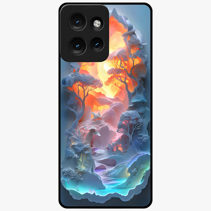 Glow Forest Portal Glass Case showing flat back view with glowing forest portal artwork and glossy glass finish.