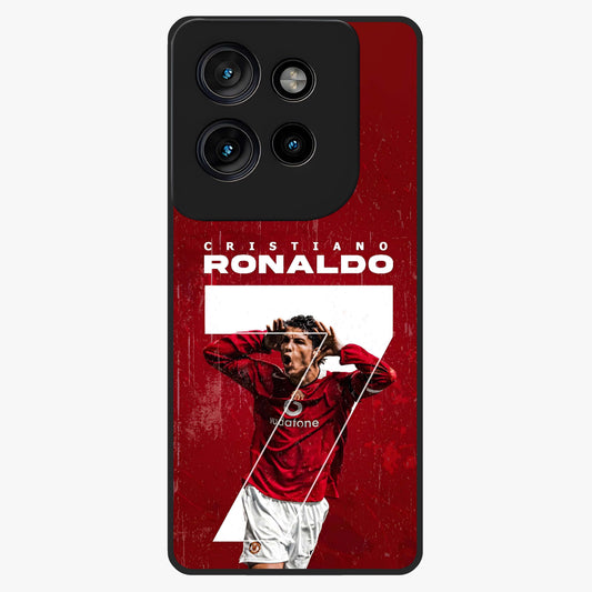 Goal Celebration Legacy Glass Case showing flat back view with football celebration inspired artwork and glossy glass finish.