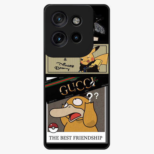 Gucci Play Mashup Glass Case showing flat back view with luxury inspired graphic artwork and glossy glass finish.