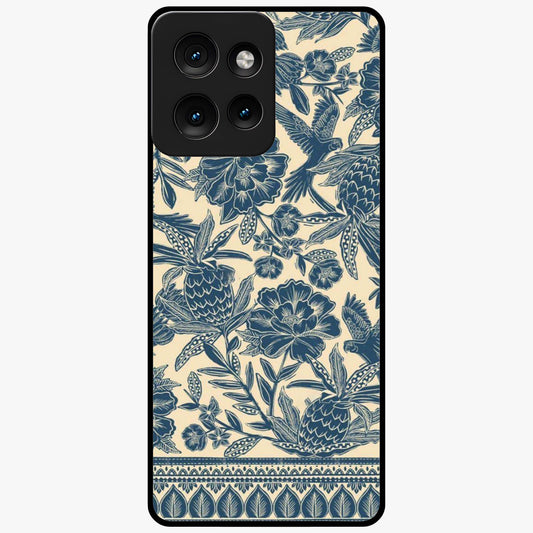 Heirloom Wild Bloom Glass Case showing flat back view with vintage inspired wild flower artwork and glossy glass finish.