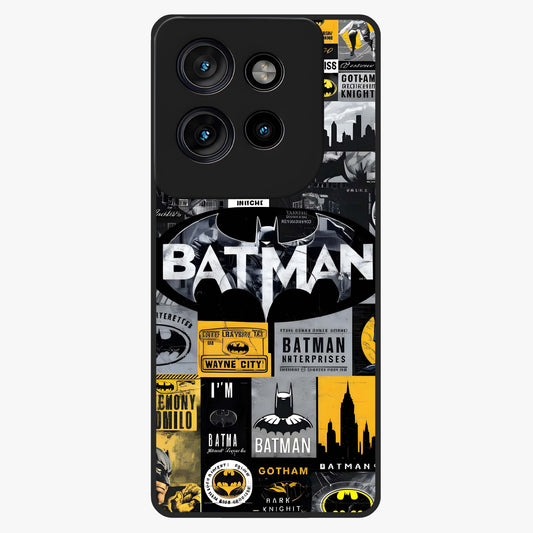 Knight Gotham Rise Glass Case showing flat back view with dark hero inspired artwork and glossy glass finish.