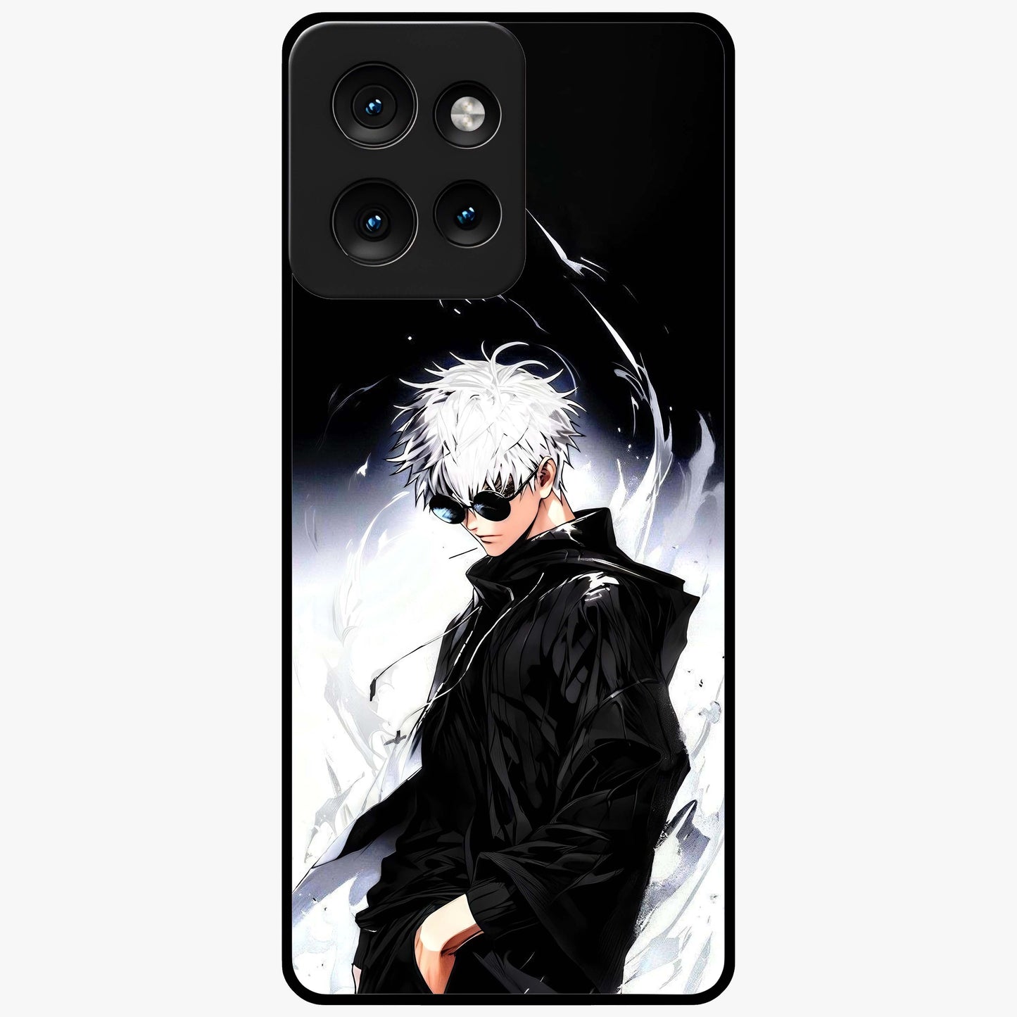 Limitless Shadow King Glass Case showing flat back view with powerful shadow warrior artwork and glossy glass finish.