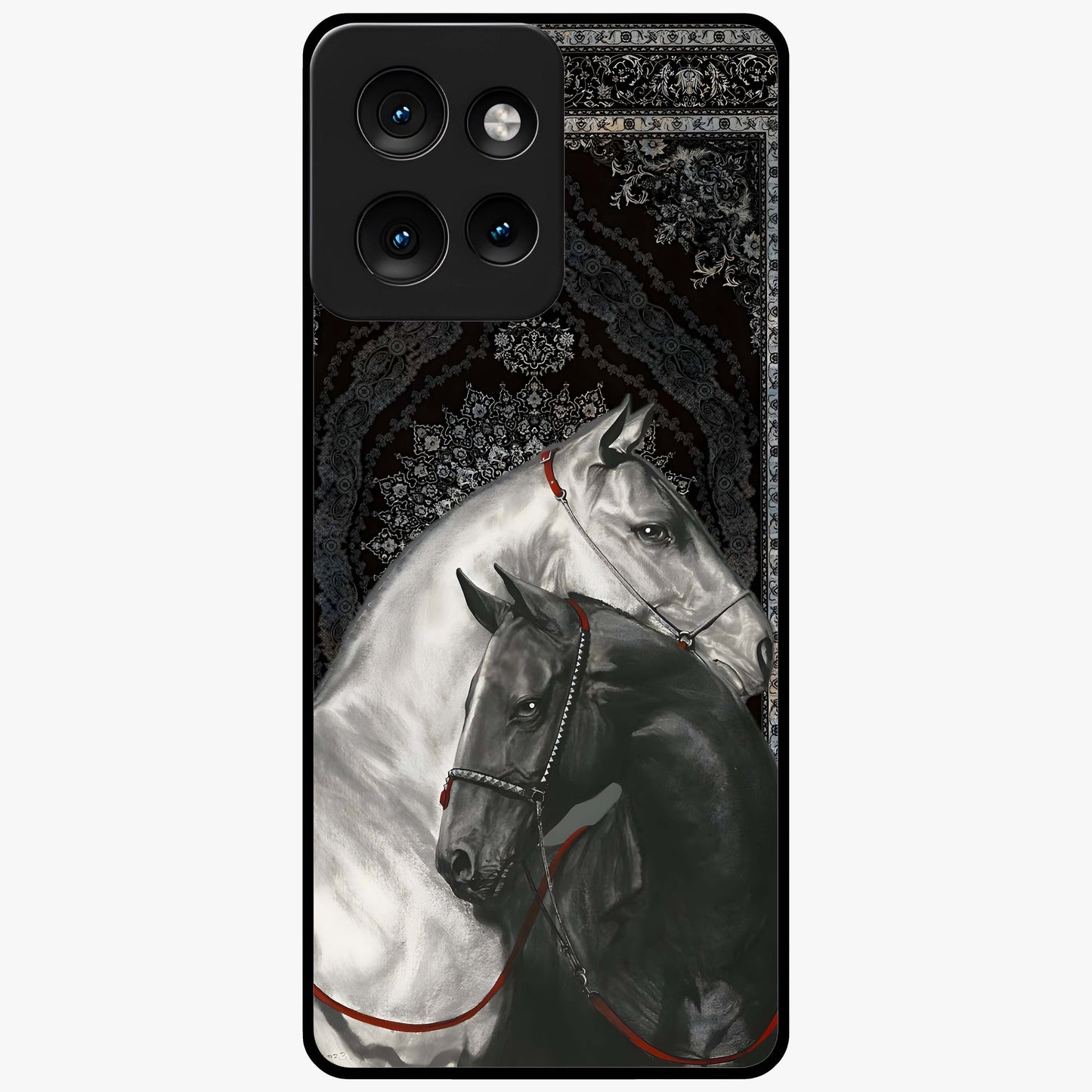 Majestic Ride Legacy Glass Case showing flat back view with powerful automotive inspired artwork and glossy glass finish.